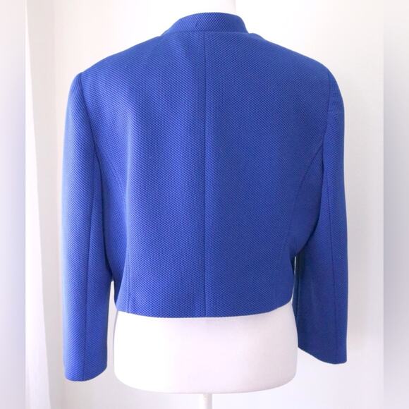 Kasper Royal Blue Cropped Open Front Lightweight Jacket - Picture 6 of 8